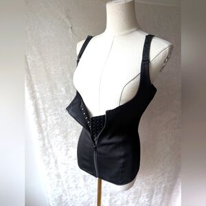 Postpartum Tummy Support Ribbed Full Clasp And Zip Spandex Tank Top